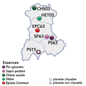 Renecofor - placettes - Auvergne