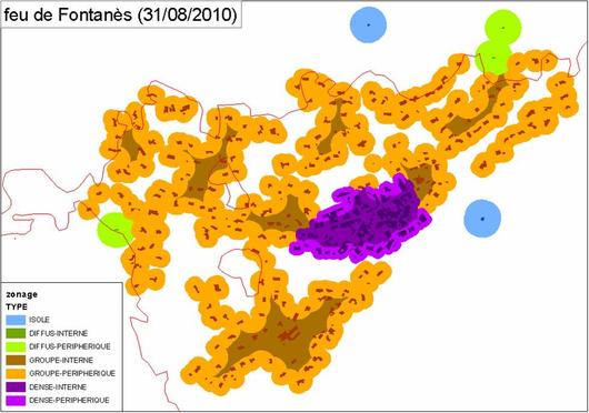 Croisement de la cartographie des habitats avec un contour de feu pour en analyser les effets sur les différents types d'habitat